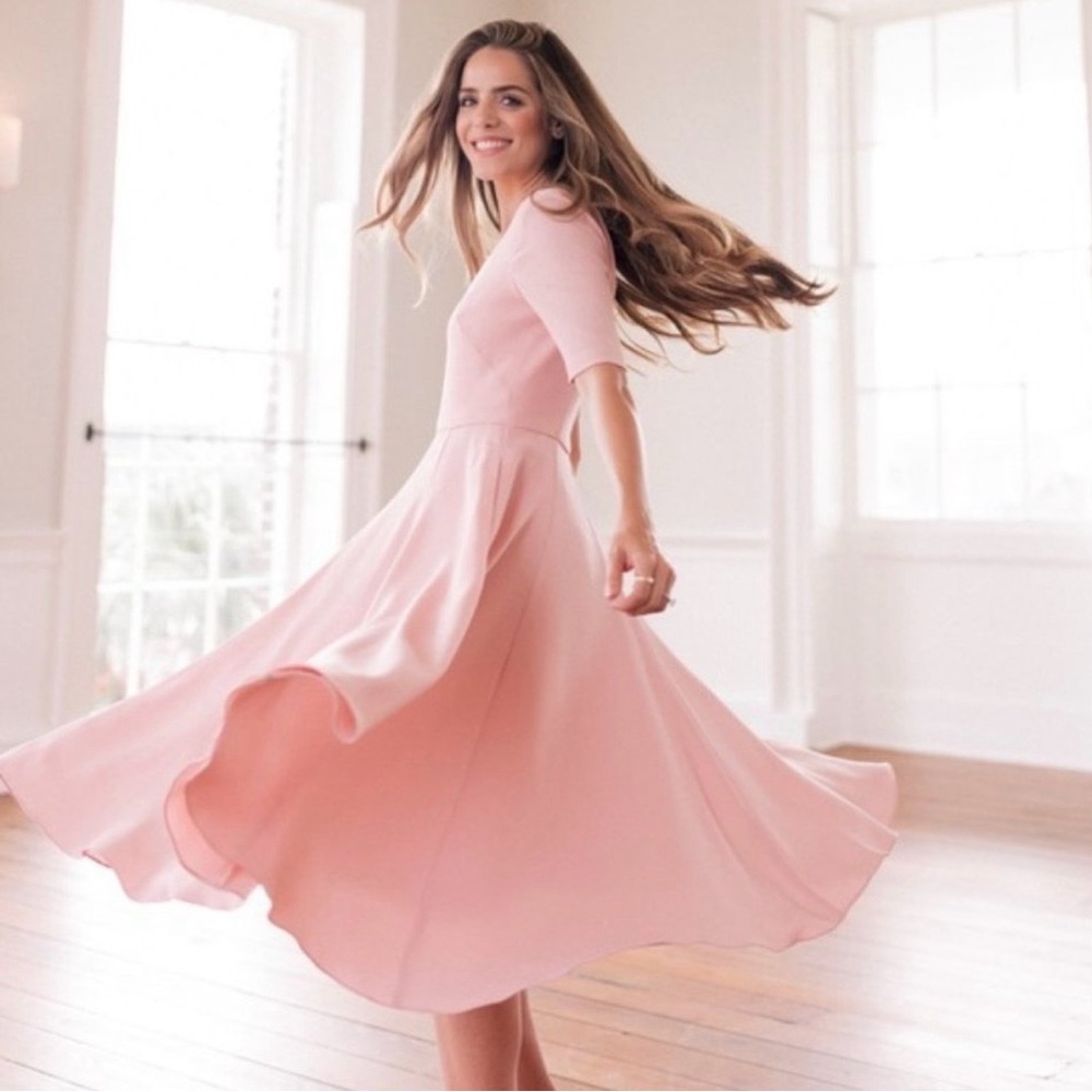 Gal Meets Glam Edith City Crepe Fit & Flare Midi Dress in Mauve | 4